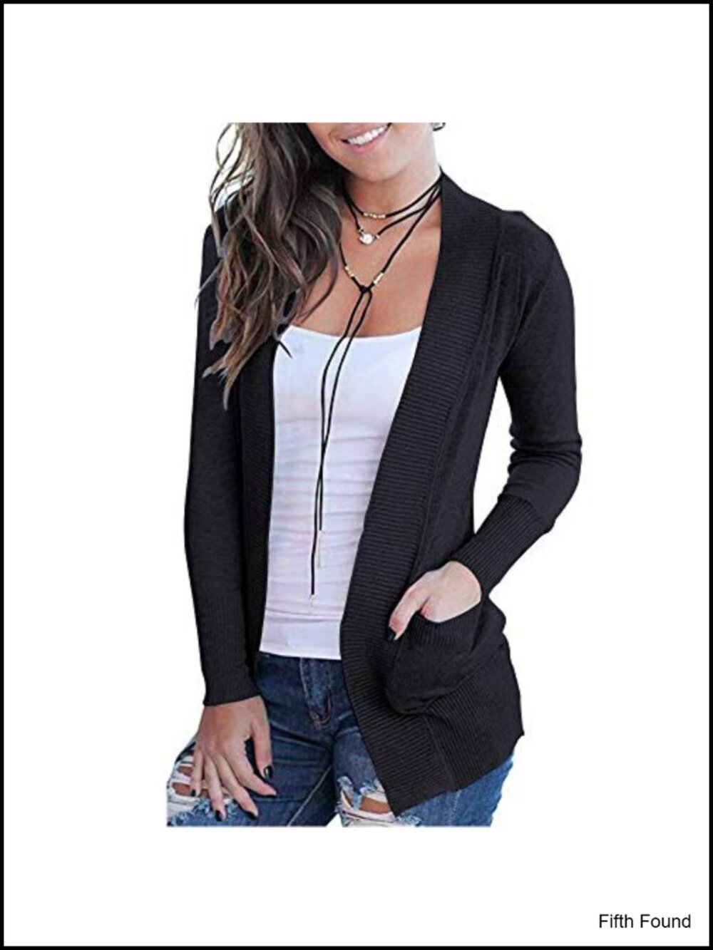 Women's Open Front Long Sleeve Cardigan with Pockets
